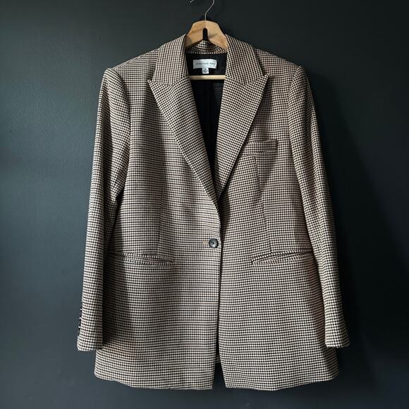 Something Navy Lennon Brown Two Toned Houndstooth Blazer Size Medium - Picture 4 of 11